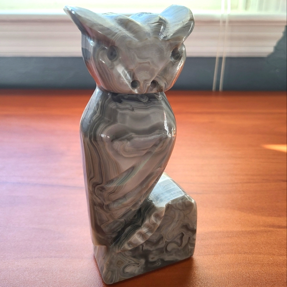 Vintage rock owl bookend figurine